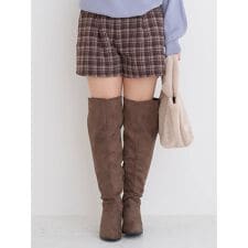 起毛チェック柄ショートパンツ