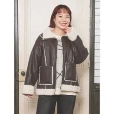 合皮ムートンジャケット