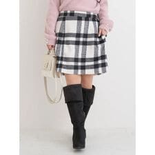起毛チェック柄台形ミニスカート