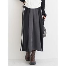 ポンチ×デニム切り替えサイドラインスカート
