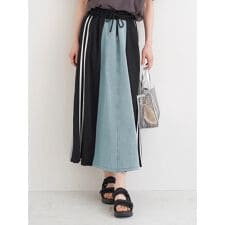 ポンチ×デニム切り替えサイドラインスカート