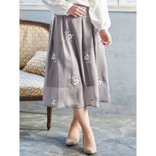 花柄刺繍オーガンジースカート