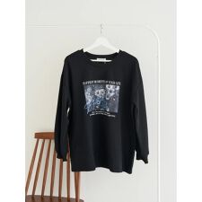 フラワーフォト×ロゴ刺繍ロングTシャツ