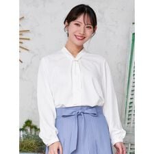 【正解ブラウス】 バー付きボウタイブラウス