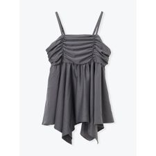 【WEB限定】シャーリングヘムキャミソール（無地・チェック柄）