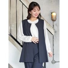 【ストレッチツイル】ペプラムベスト(セットアップ可)