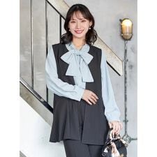 【ストレッチツイル】ペプラムベスト(セットアップ可)