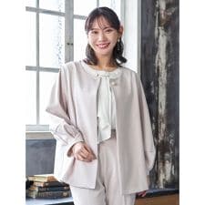 【マルチストレッチ】パールボタンポンチョジャケット(セットアップ可)