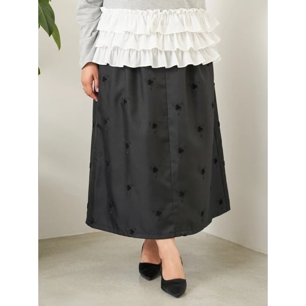 【Sasaki Mikiコラボ】フラワー刺繍ナロースカート