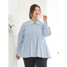 【Sasaki Mikiコラボ】ストライプシャーリングブラウス