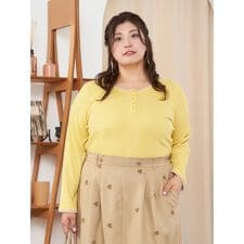 【Sasaki Mikiコラボ】前後2Way配色ヘンリーネックトップス