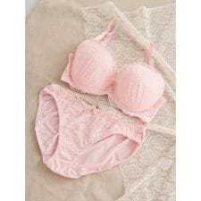 [D85-H95］フェミニンレースブラ＆ショーツ(モールドカップ)