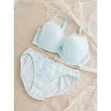 [D85-H95］フェミニンレースブラ＆ショーツ(モールドカップ)