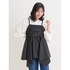 [2WAYスリーブ]ノーカラーシャツ