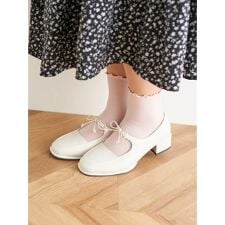 【la farfa SHOES/ラ・ファーファシューズ】チャンキーヒールリボンパンプス