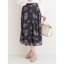シアー花柄フレアスカート
