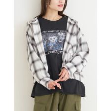 【WEB限定】チェック柄フードドロストシャツ