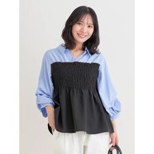 シャツドッキングトップス(無地/ストライプ柄/チェック柄)