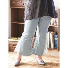 【Kannaコラボ】サイドレース切替デニムフレアパンツ