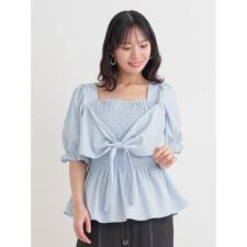シャーリングリボンブラウス
