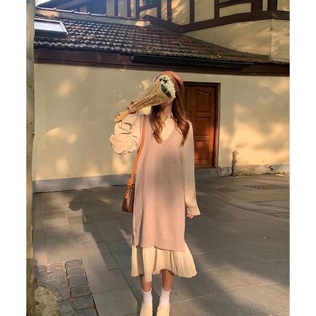 ミドルニットベスト プリーツシャツワンピースセットアップ ジュエローブ Jewelobe 12 0871 ファッション通販 マルイウェブチャネル