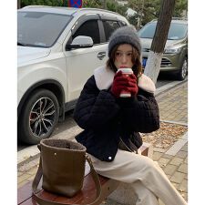 2wayボアカラー中綿キルティングブルゾン