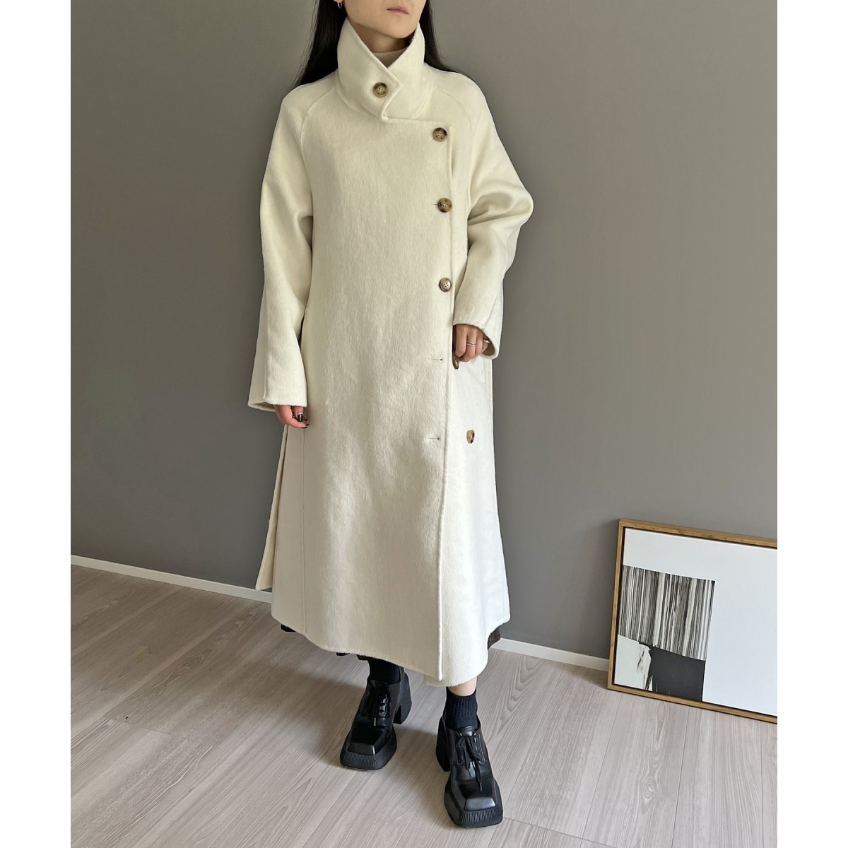 美品】Spick and Span ブロックチェック Vカラーロングコート38