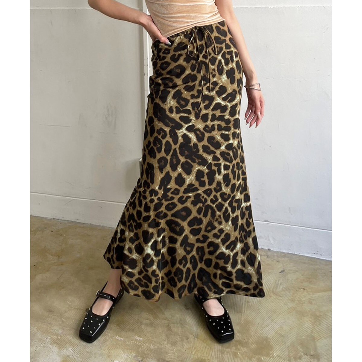 レオパードマキシセミマーメイドスカート | ジュエローブ(Jewelobe