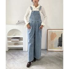 ワイドタックパンツデニムオーバーオール