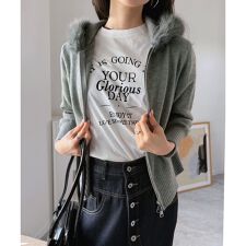 フードエッジファーニットパーカー