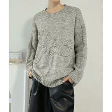 ケーブルリボンルーズニットプルオーバー