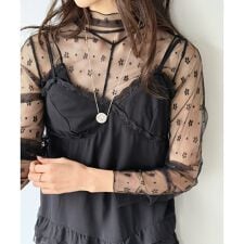 シフォン×レースフリルキャミチュニック