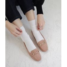 ビット付きスクエアトゥローファーパンプス