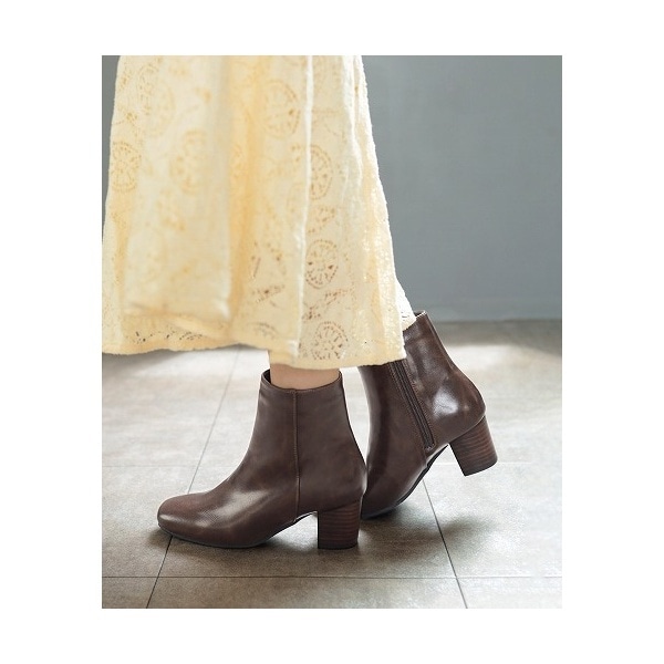 スクエアトゥレザーロングブーツ | ヒナ デイ グリーン(Hina Day