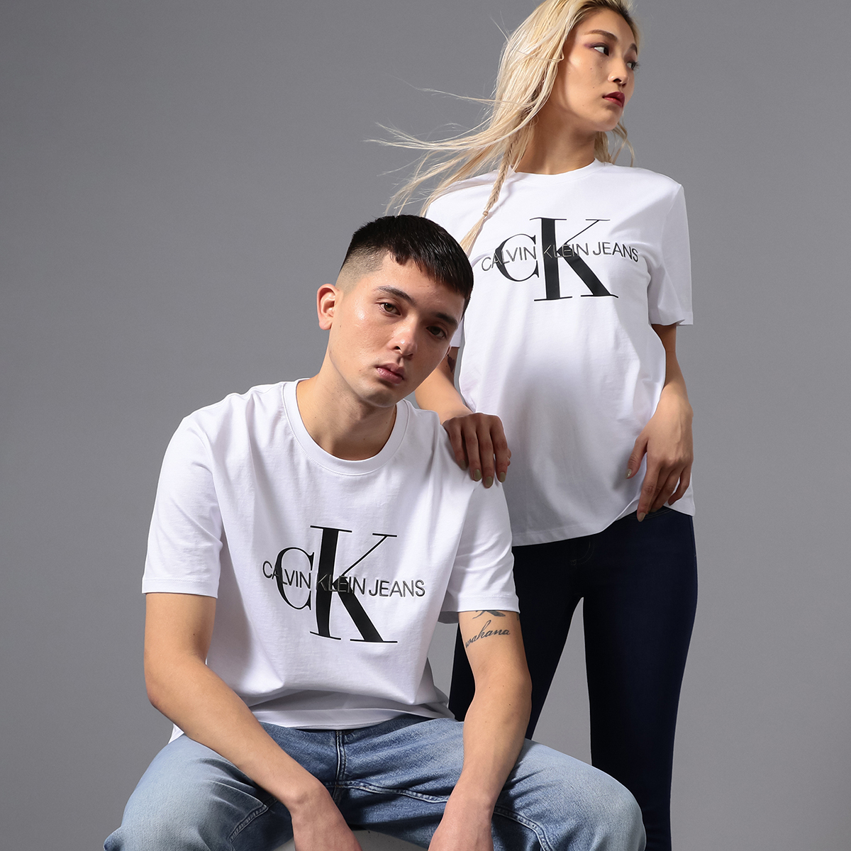 CALVIN KLEIN JEANS】モノグラム CK ロゴ Tシャツ | カルバン 