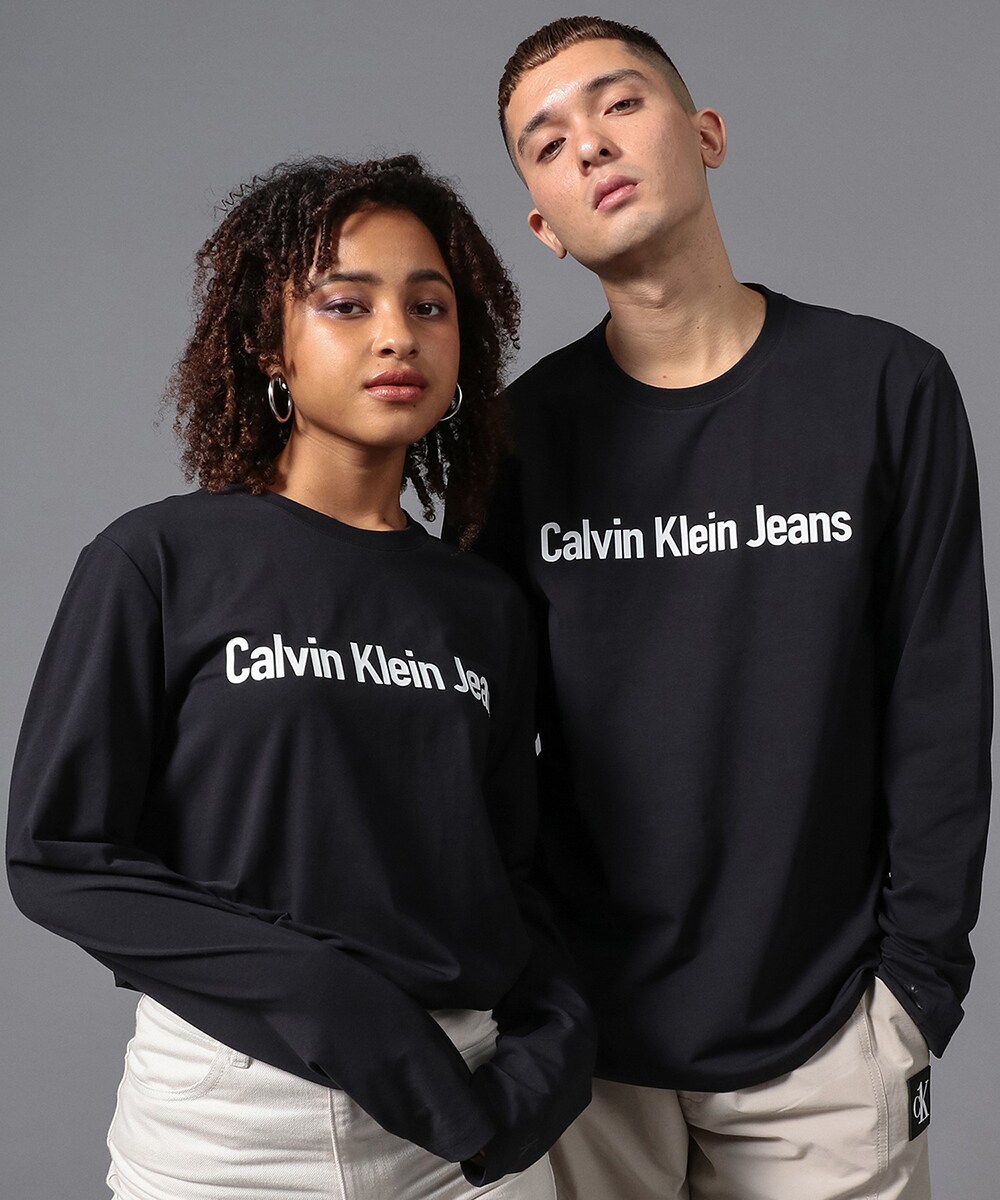 CALVIN KLEIN JEANS】ワードマーク クルーネック ロングスリーブ