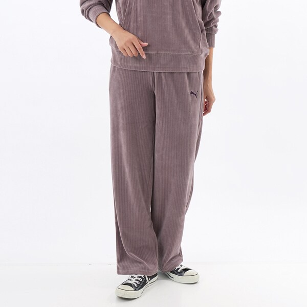 PUMA/プーマ/ウィメンズ ESS ELEVATED ベロア リブ ストレートレッグ