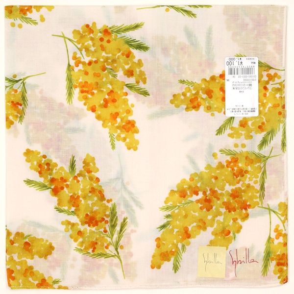 シビラ　プリントハンカチ　水彩ミモザ　【Sybilla】
