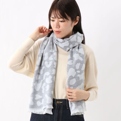 FURLAカシミヤxウール縮絨アニマルジャカードストール（羽織れる  