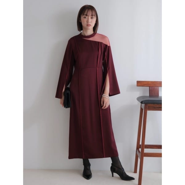 ON2919＊ラメ入りシャツスリーブマーメイドミディドレスwhM ON2919＊ラメ入りシャツスリーブマーメイドミディドレスwhM