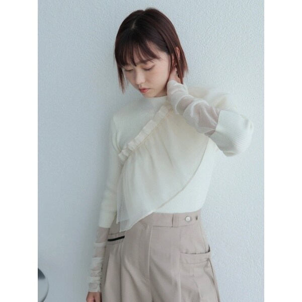 チュールフリル×シアーカフスリブニットセット レディース LADYMADE（レディメイド）の「チュールフリル×シアーカフス