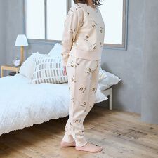 ヌネット＆ロゴランダムプリント裏毛起毛　セットアップ