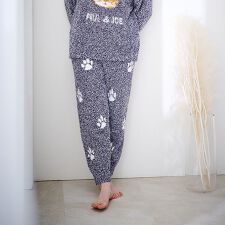 ランダム猫足跡　メランジモールヤーンジャカード　ロングパンツ