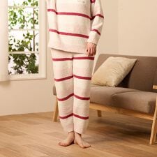 メランジボーダーニット　ロングパンツ