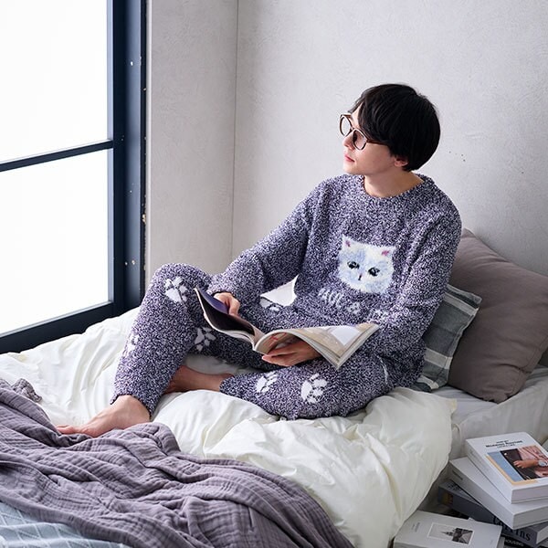 メンズ】ふわふわヌネット メランジモールヤーンジャカード プル