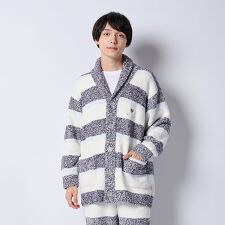 【メンズ】メランジボーダーニット　ショールカーディガン