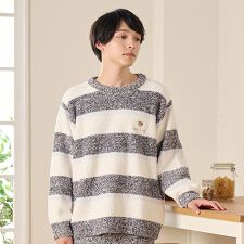 【メンズ】メランジボーダーニット　プルオーバー
