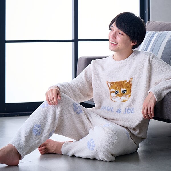 メンズ】ランダム猫足跡 モールヤーンジャカードロングパンツ | ポール