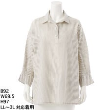 麻混パール調ボタン使いシャツチュニック