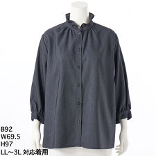 デニム調フリル襟ブラウス